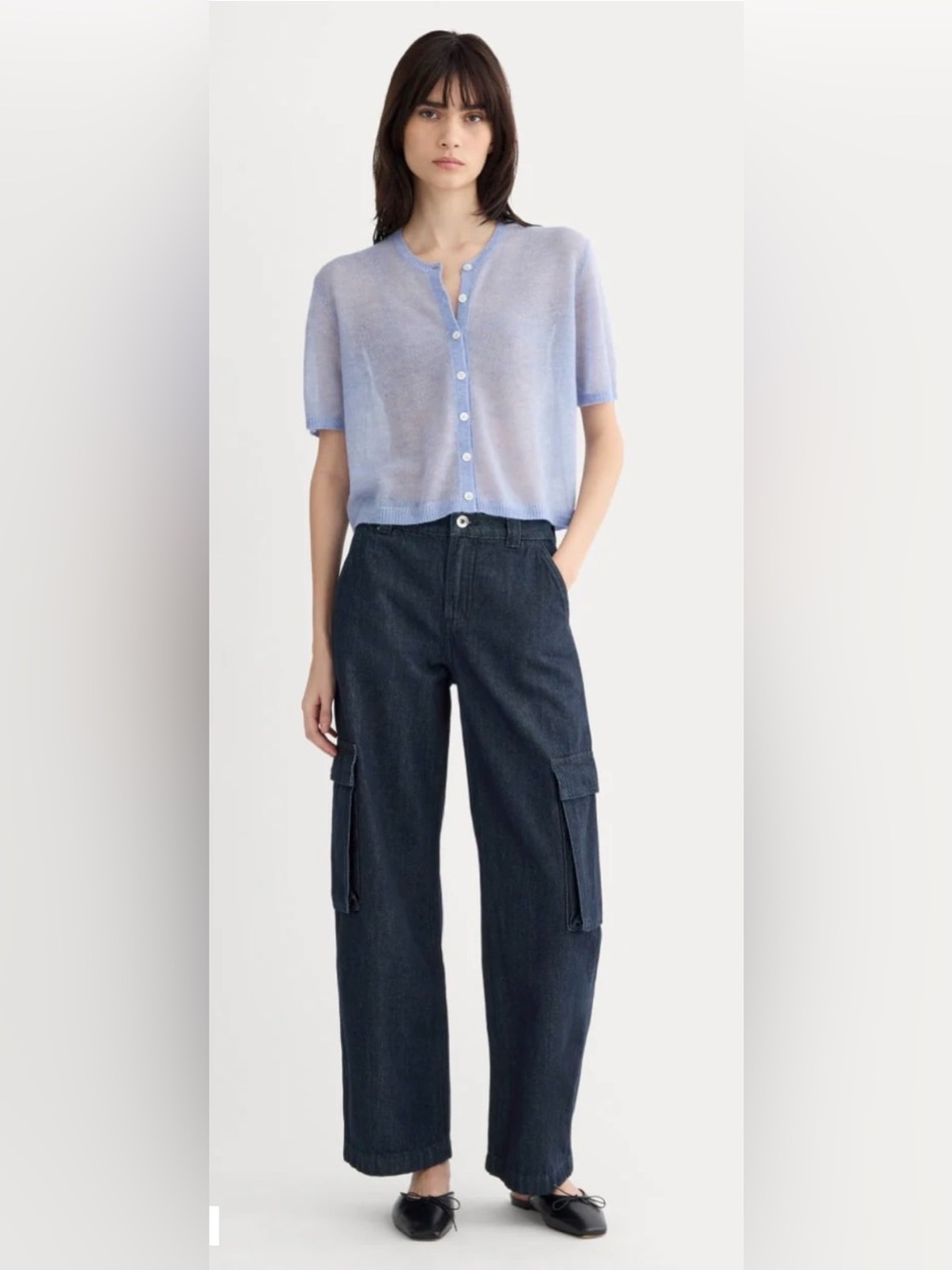 Everlane Dark Denim Cargo Pants - mid rise